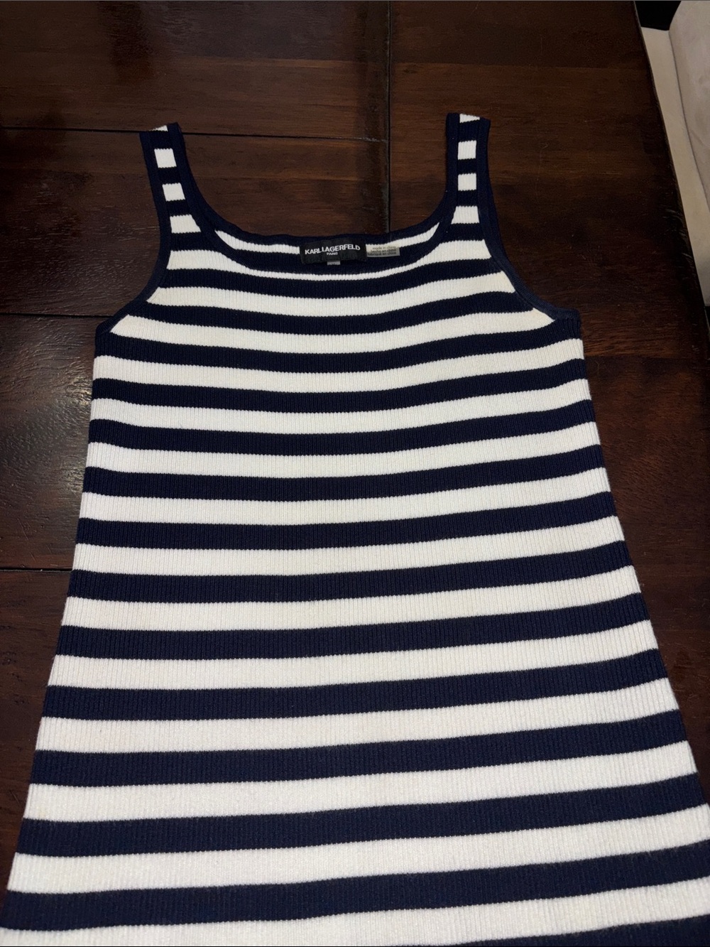 Karl Lagerfeld Navy and White Striped Tank